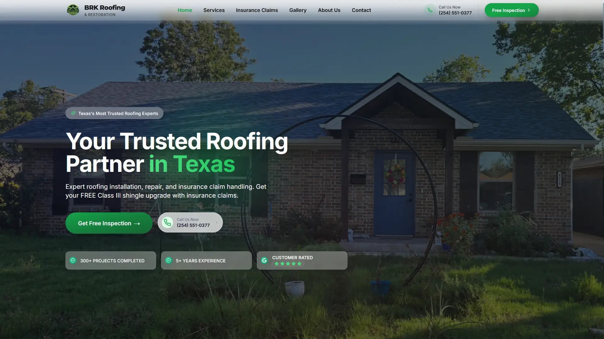 Roofing contractor website design example by CodenVibe