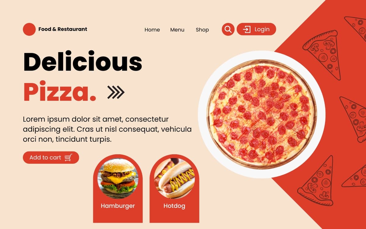 Cream and Orange Modern Delicious Pizza application